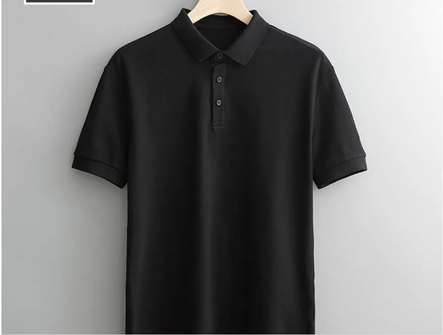 Men's business casual polo shirt in cotton-spandex blend, apricot colour, Asian size M.
