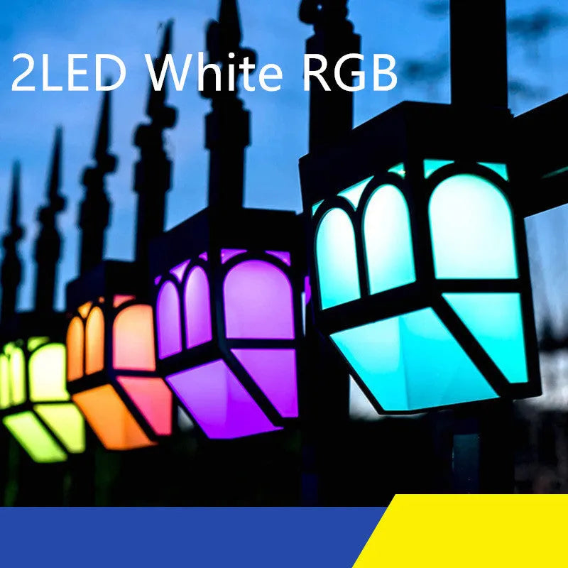 Square solar wall lamp with decorative design for outdoor garden and courtyard installation