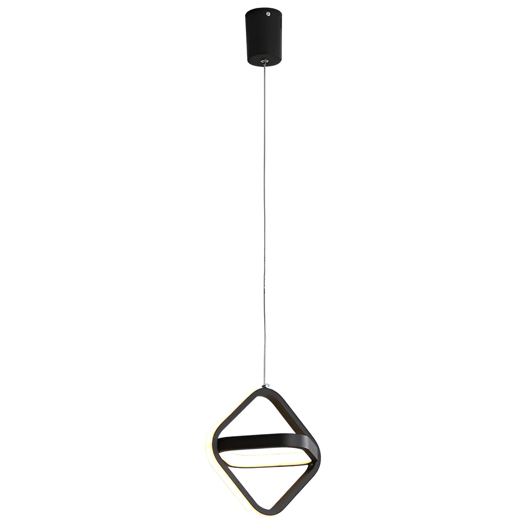 Modern minimalist single head LED chandelier with remote control in black or white colour