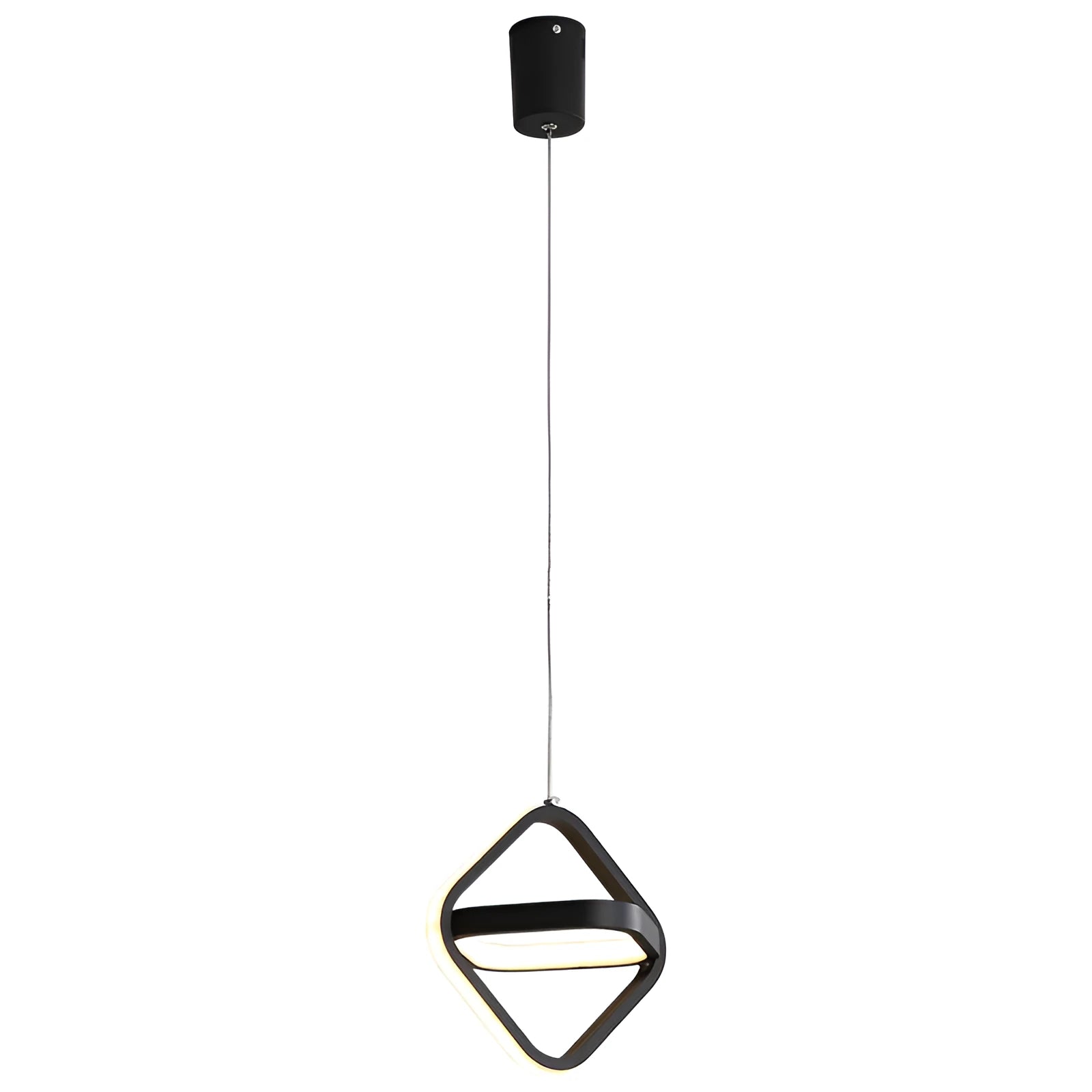 Modern minimalist single head LED chandelier with remote control in black or white colour