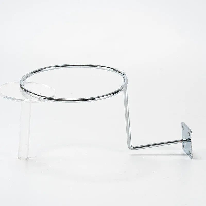 White frame helmet holder wall mounted with a bicycle helmet