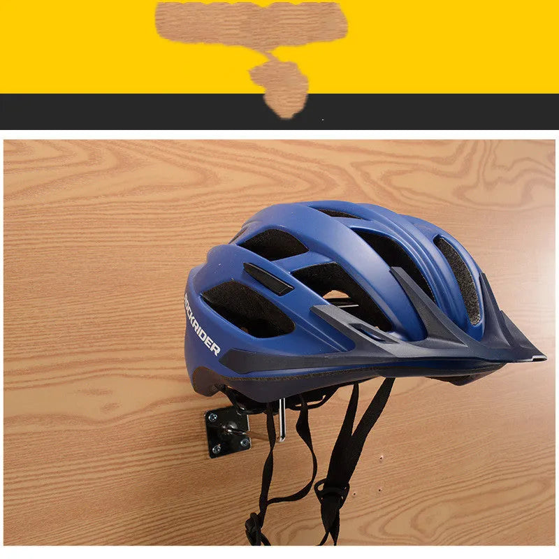 White frame helmet holder wall mounted with a bicycle helmet