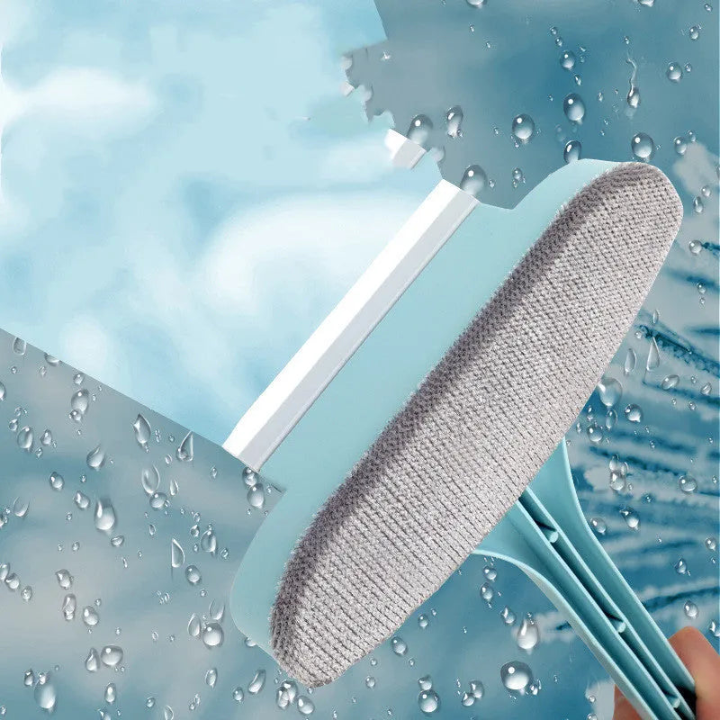 Blue and pink window cleaning brushes with removable heads and crevice brush accessories