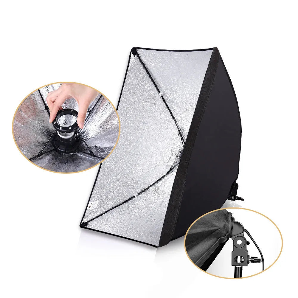 LIBEN photography lighting kit with 50x70cm screen on 2 metre stand for iPhone photography