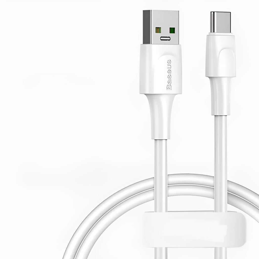 Black and white Baseus Android fast charge Micro USB cables in 1 metre and 2 metre lengths.