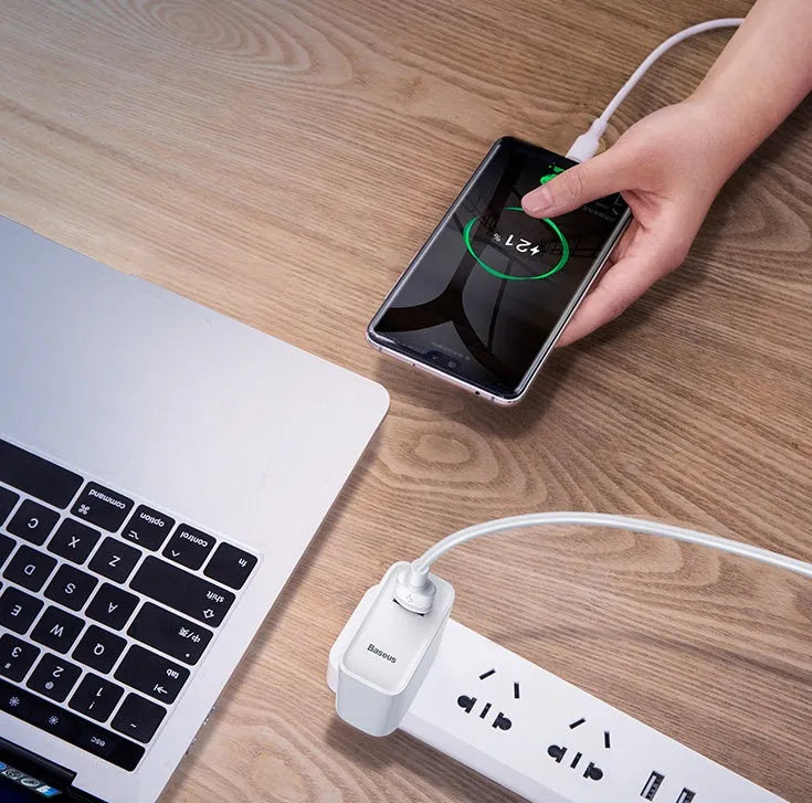 Black and white Baseus Android fast charge Micro USB cables in 1 metre and 2 metre lengths.