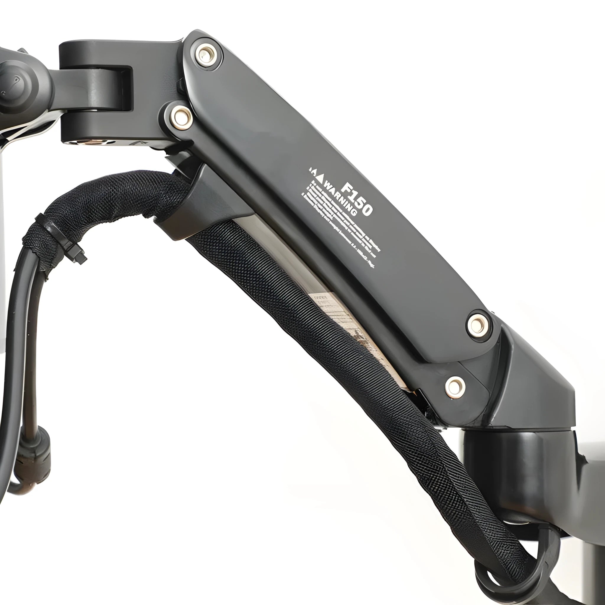 Black wall-mounted computer monitor stand with telescopic lifting arm and rotation function