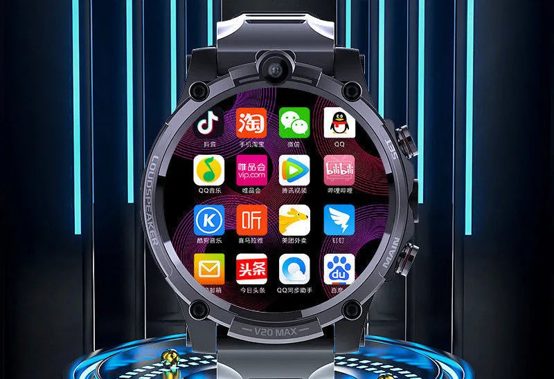 Black adult smartwatch with 1.6 inch screen showing heart rate monitoring and camera functions