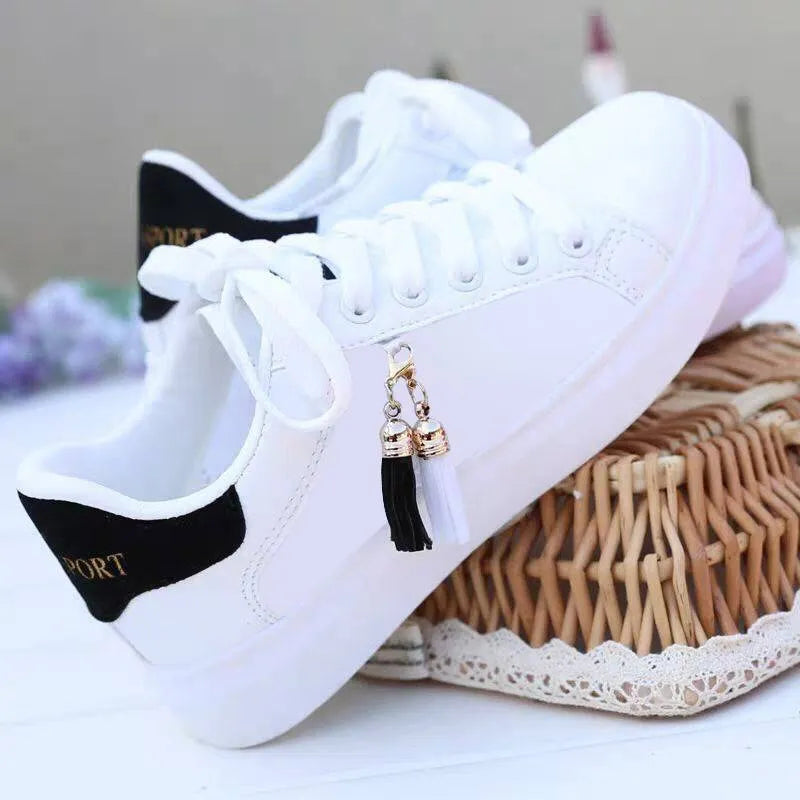 Women's white mesh casual flats with 4cm heel in black and pink colour options