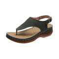 Women's casual wedge heel flip flop sandals with adjustable buckle strap in solid colour