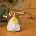 Cartoon triangle alarm clock in white with single-sided lazy personality print for student bedroom use.
