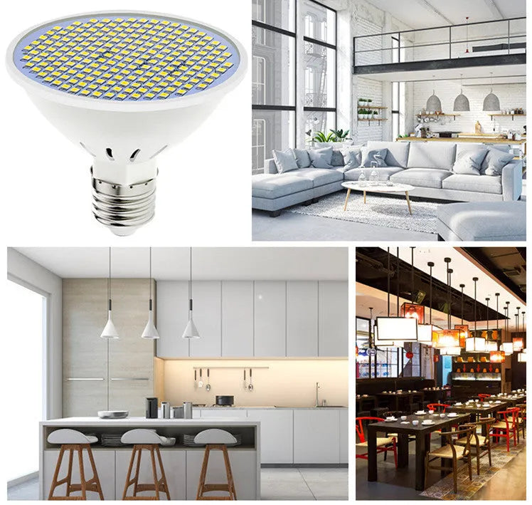 E27 LED lamp cup bulb with 300 SMD beads showing cool white and warm white colour options