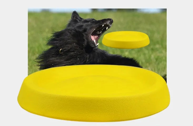 Yellow EVA dog throwing toy for training and interactive play sessions