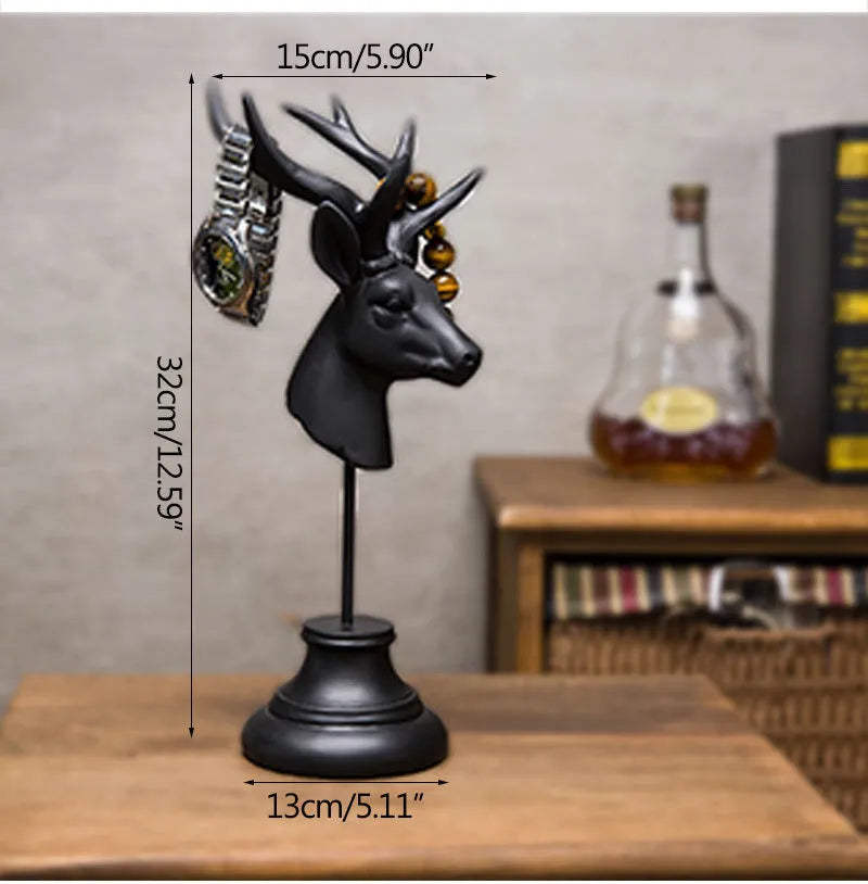 Natural resin animal sculpture home decoration ornament with vintage finish in black, white and wood colour options