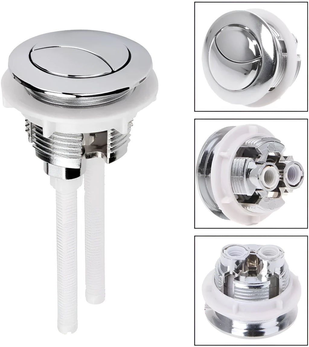 38mm round double button toilet flush mechanism made from white ABS plastic