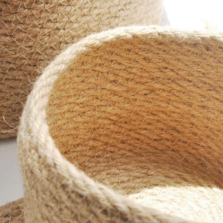Japanese style linen fabric storage basket with cover in three sizes for underwear organisation