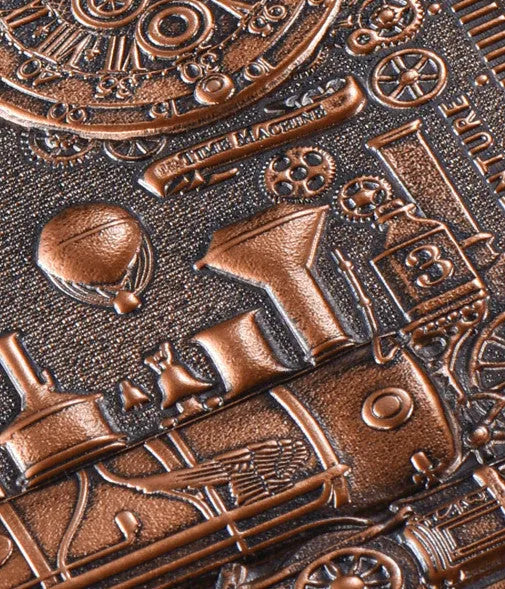 European relief retro notepad diary with three-dimensional embossed leather cover in metallic colours