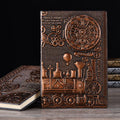 European relief retro notepad diary with three-dimensional embossed leather cover in metallic colours