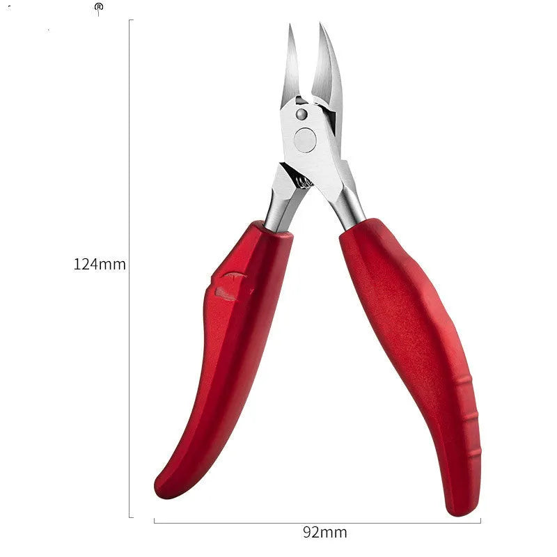 Stainless steel nail clippers set with red, black and blue ABS handles and grooming tools