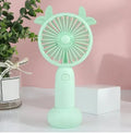 Mini USB hand-held fan with cartoon design, plastic blade, in blue colour, for portable personal cooling