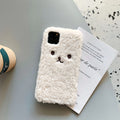 Embroidery plush cartoon bear face iPhone case on TPU material in brown and white colour options