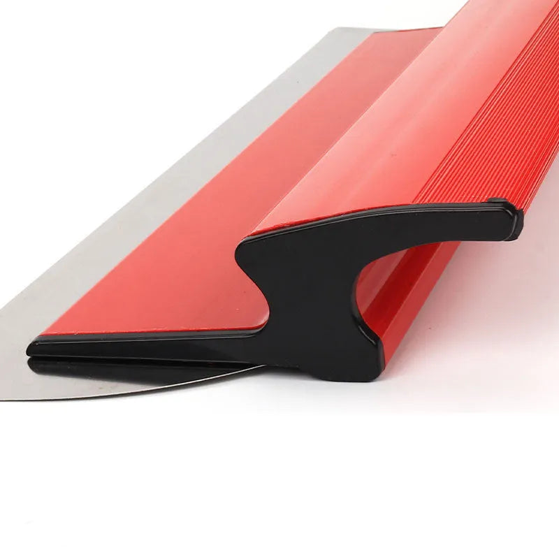 Red 40cm leveling scraper with stainless steel blade for putty scraping and wallpaper pasting