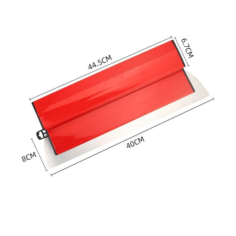 Red 40cm leveling scraper with stainless steel blade for putty scraping and wallpaper pasting