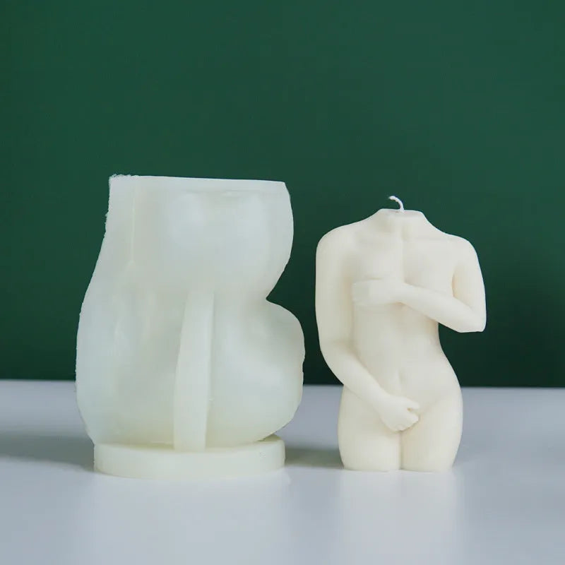 Shy Female Body silicone candle mould showing three female figure designs in flexible silica gel material