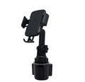 Black ABS car phone holder with 360-degree rotating arm and foam padding for device protection