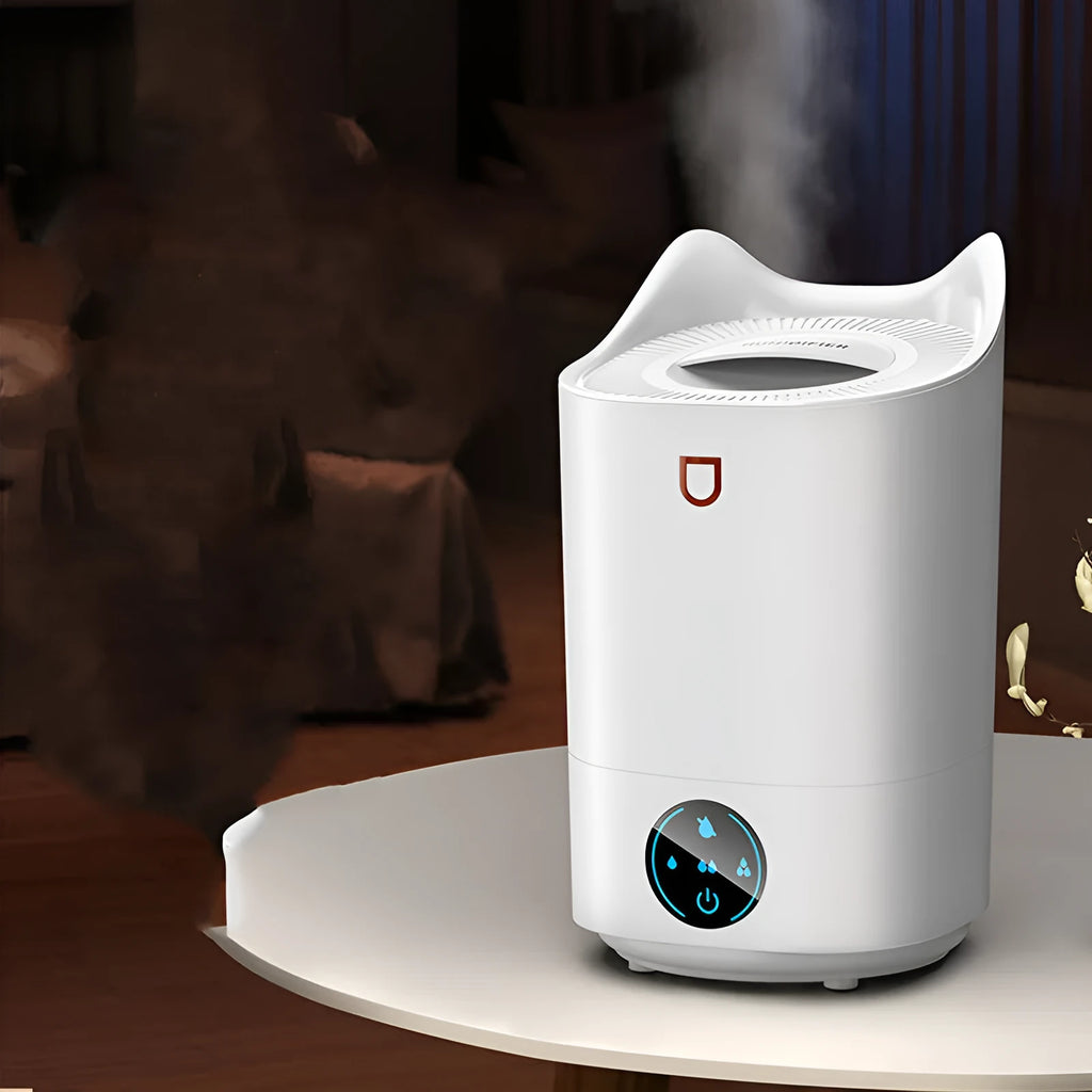 Coral Pink ultrasonic humidifier and aroma diffuser with large water tank and USB cable