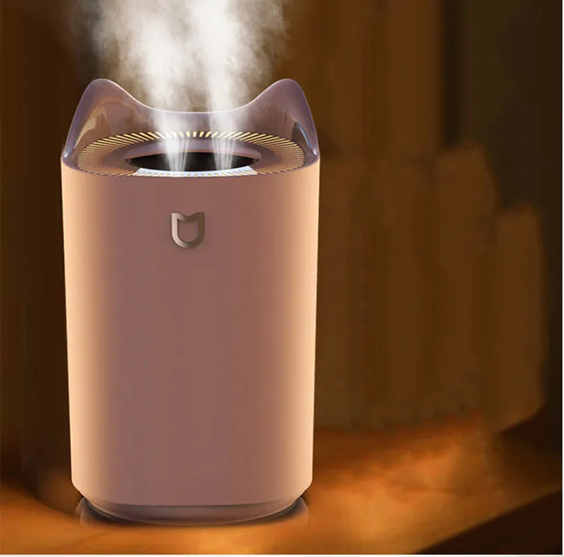 Coral Pink ultrasonic humidifier and aroma diffuser with large water tank and USB cable