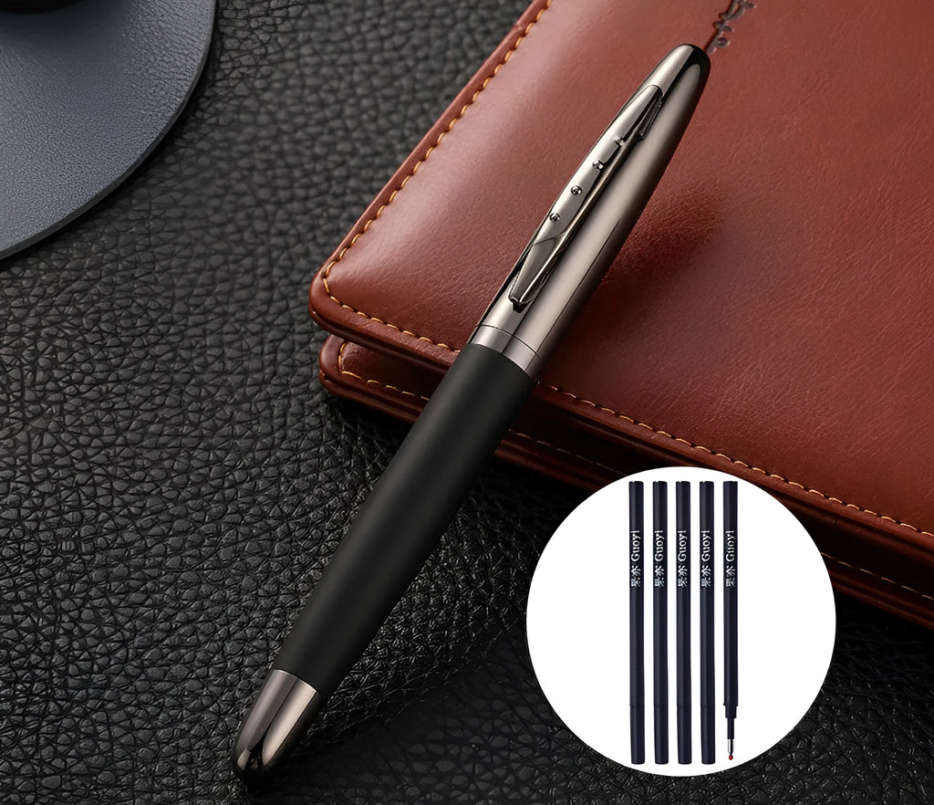 Heavy Hand Signature Pen Metal Jewel Pen Business Simple Anti Slip Custom Neutral Signature Lettering Pen for Office Writing Blue Refill Durable Construction