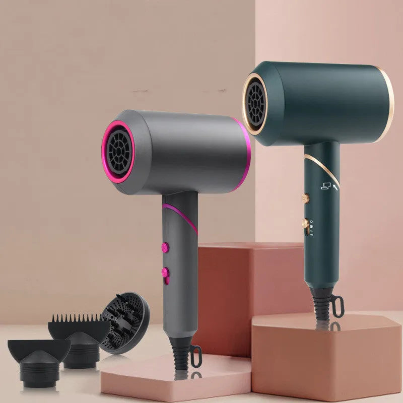 Folding handle hair dryer with two nozzles in green Phnom Penh colour