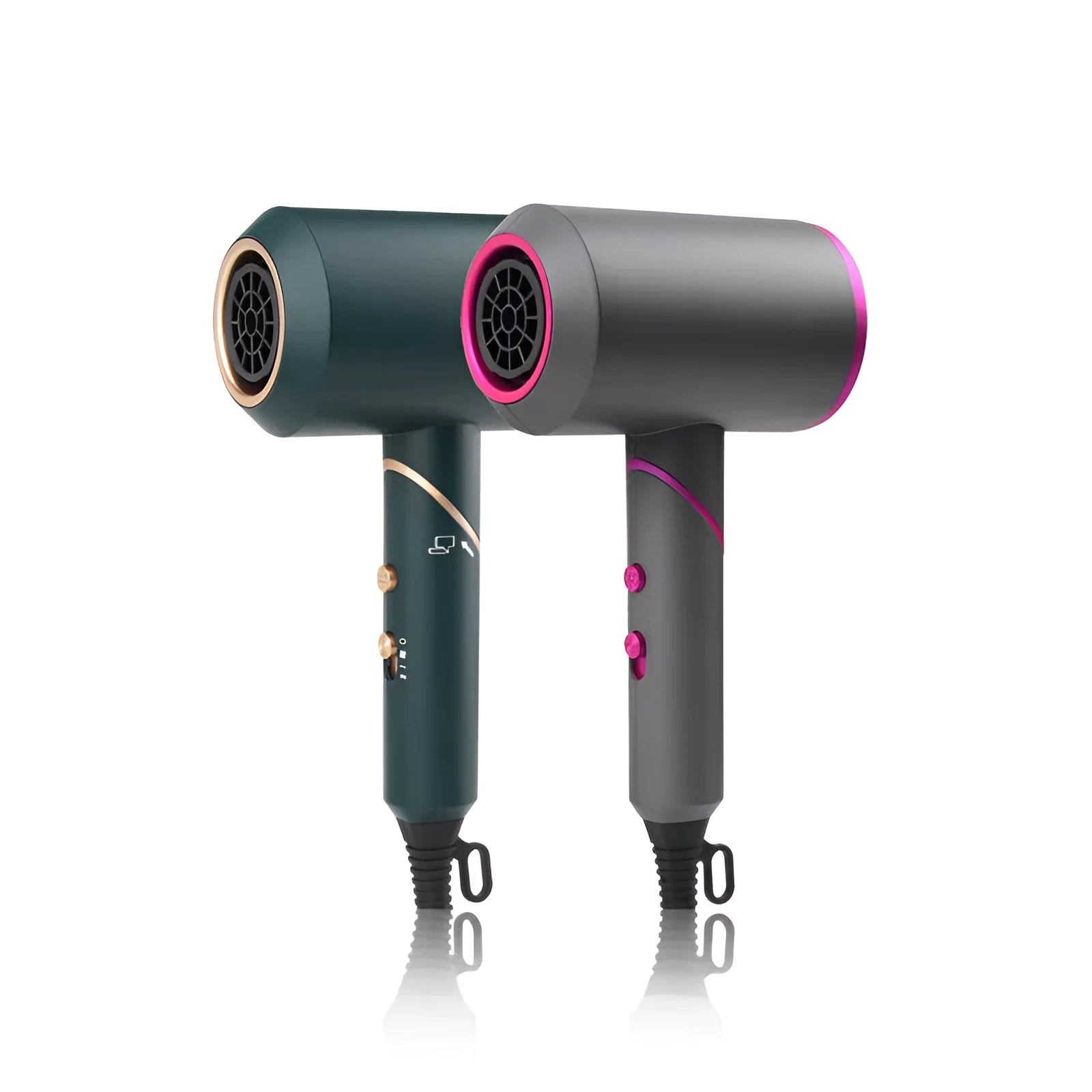Folding handle hair dryer with two nozzles in green Phnom Penh colour