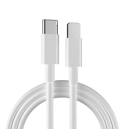 White 20W USB-C fast charger with 1 metre cable compatible with iPhone and iPad