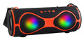 Lantern-shaped portable Bluetooth speaker with shoulder strap and built-in mobile phone stand in black colour.