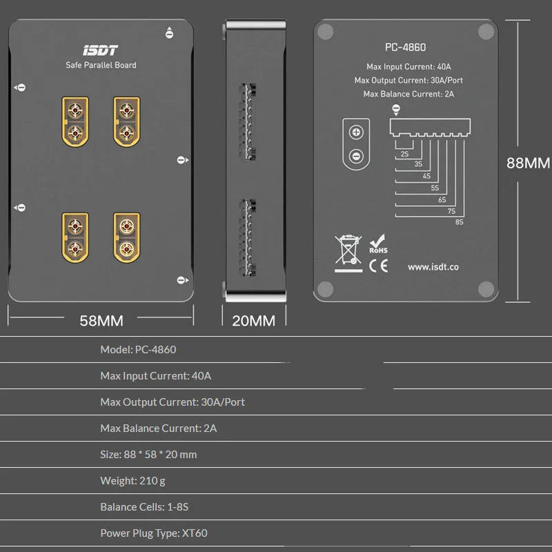 Grey Astor parallel charging board for RC helicopter batteries