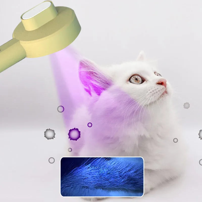 Hoopet 2-in-1 UVC pet comb and hair remover in ivory white with rounded teeth