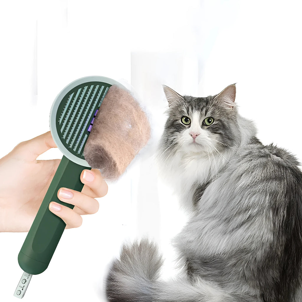 Hoopet 2-in-1 UVC pet comb and hair remover in ivory white with rounded teeth