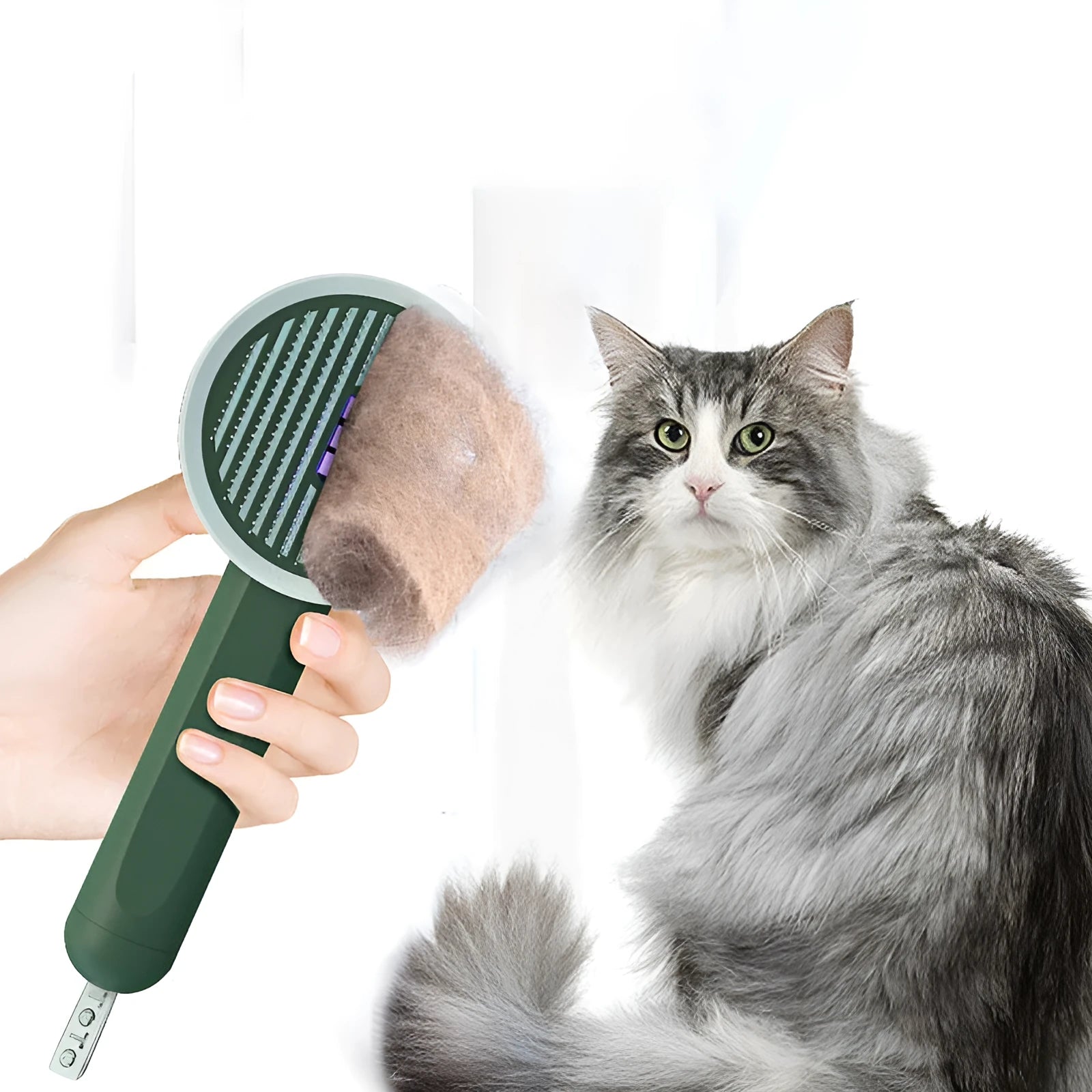 Hoopet 2-in-1 UVC pet comb and hair remover in ivory white with rounded teeth