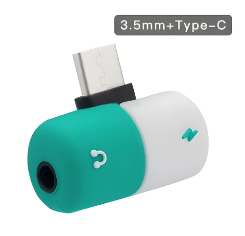 Blue Huawei smartphone charging audio adapter with 3.5mm connection port