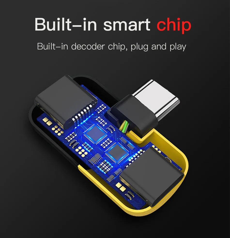 Blue Huawei smartphone charging audio adapter with 3.5mm connection port