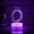 3D diamond ring LED night light with laser engraved acrylic panel and colour changing effects