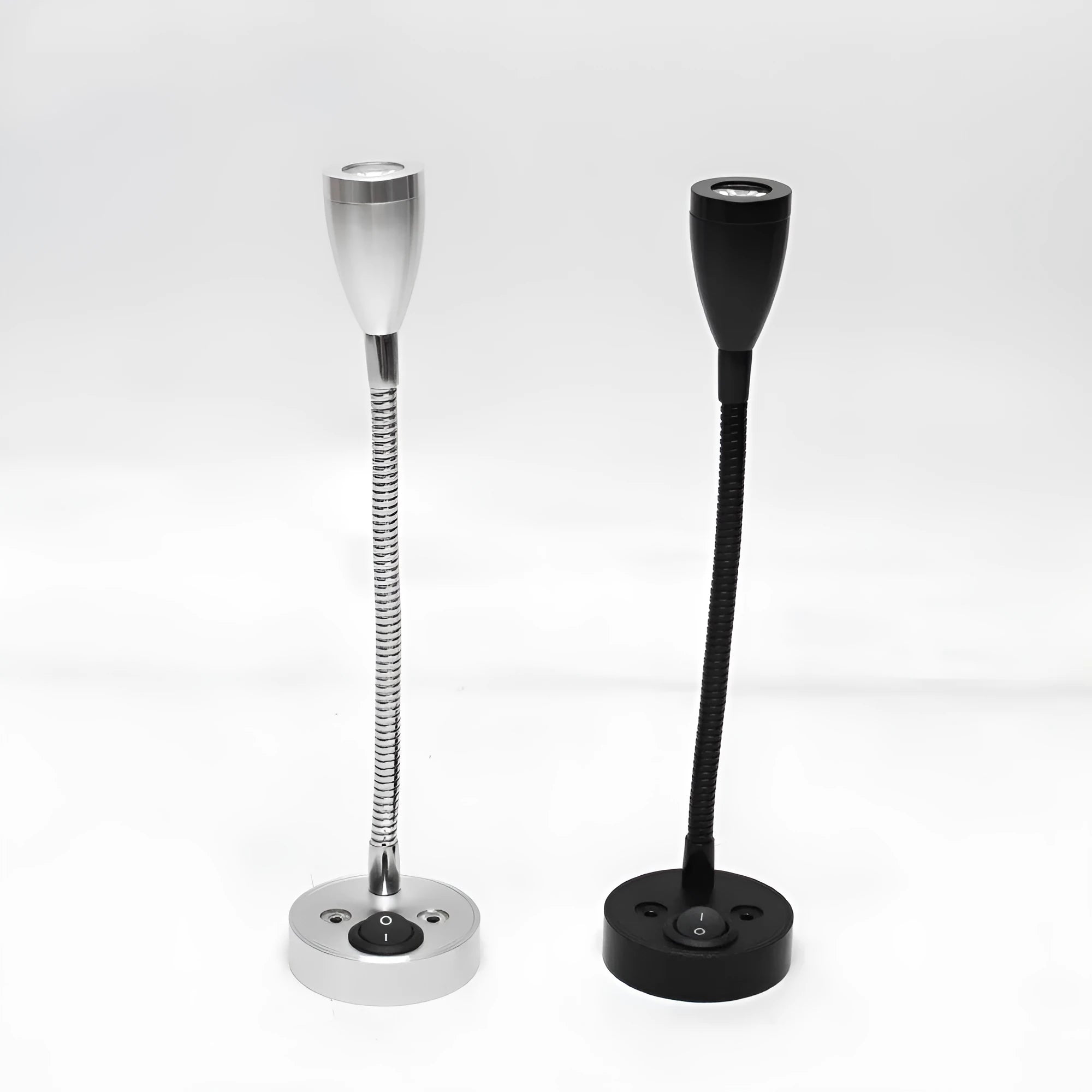 12V 1W LED reading light with aluminium shade and switch, black finish