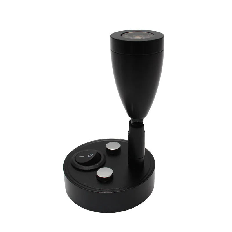 12V 1W LED reading light with aluminium shade and switch, black finish