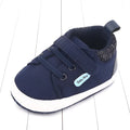 Soft sole cotton baby shoes for boys with Velcro fastening in dark blue