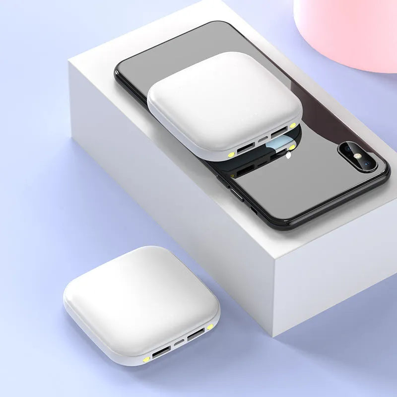 Mini power bank 20000mAh with LED flashlight in black, blue, pink or white colours