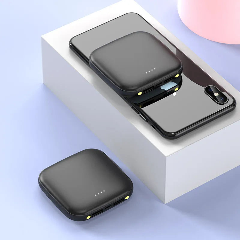 Mini power bank 20000mAh with LED flashlight in black, blue, pink or white colours