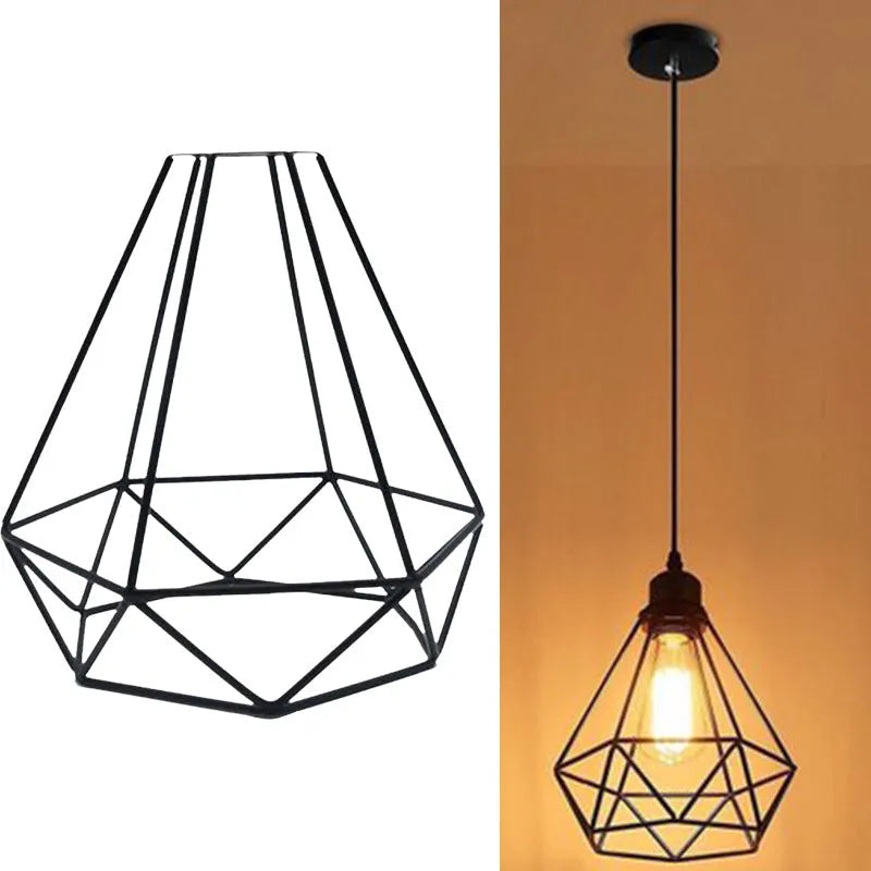 Black iron Nordic retro hanging chandelier with 21x26x26cm dimensions for living room