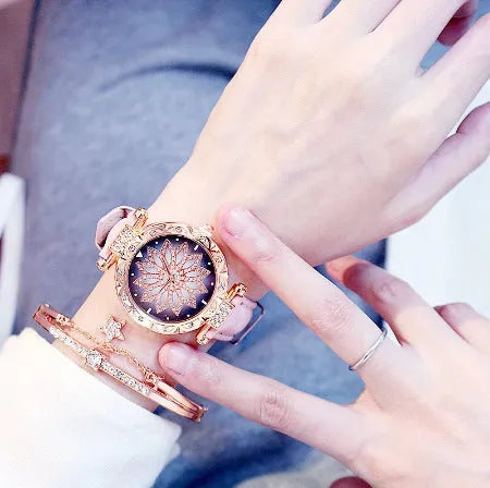 Women's diamond fashion watch with round 32mm dial and mineral glass in nine colour options